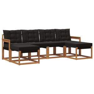 vidaXL Utomhussoffset med kudde 6 pcs Naturlig och svart