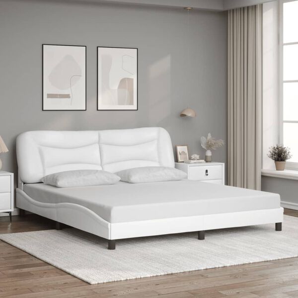 vidaXL Bed Frame with LED without Mattress "Hvar" White 180x200 cm
