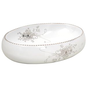 vidaXL Handfat vit oval 59x40x15 cm keramik