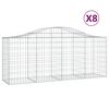 vidaXL Gabioner bågformade 8 st 200x50x80/100 cm galvaniserat järn