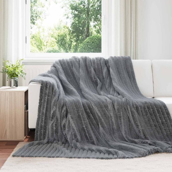 vidaXL Kastfilt M&ouml;rkgr&aring; 270 x 240 cm Fleece