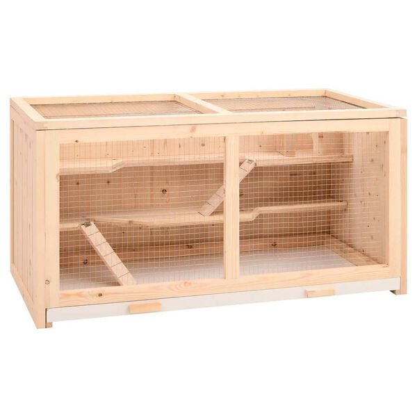 vidaXL Hamsterbur 104x52x54 cm massivt tr&auml; gran