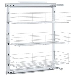 vidaXL Utdragbar inredning k&ouml;kssk&aring;p 3 hyllor silver 47x25x56 cm