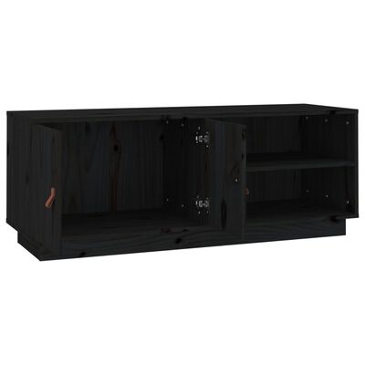 vidaXL Tv-bänk svart 105x34x40 cm massiv furu