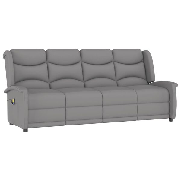 vidaXL Massagefåtölj 4-sits ljusgrå mikrofibertyg