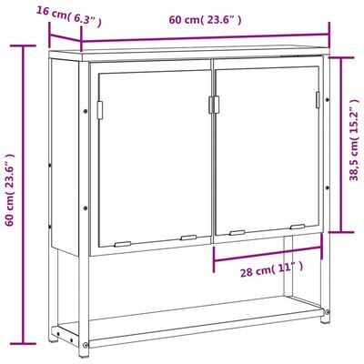 vidaXL Spegelskåp för badrum sonoma-ek 60x16x60 cm konstruerat trä