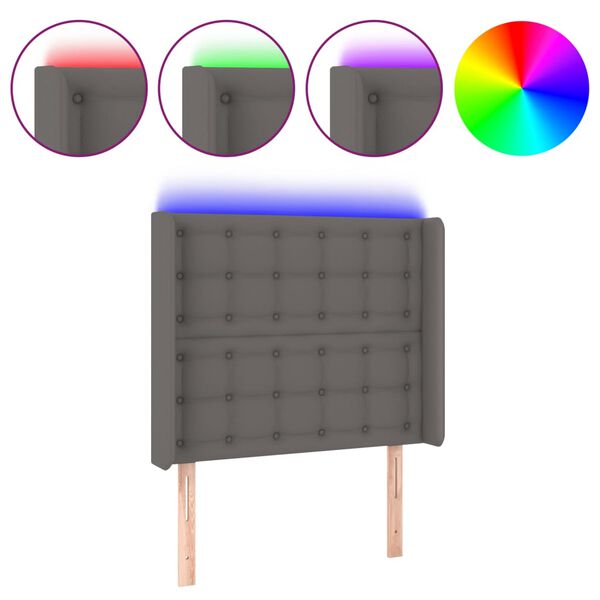 vidaXL S&auml;nggavel LED gr&aring; 83x16x118/128 cm konstl&auml;der