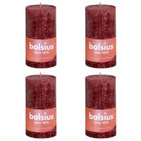 Bolsius Rustika blockljus 4-pack 130x68 mm sammetsröd