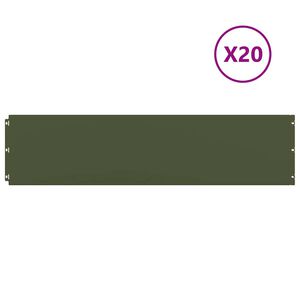 vidaXL Rabattkanter 20 st olivgr&ouml;n 25x103 cm kallvalsat st&aring;l