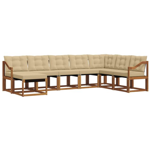 vidaXL Utomhussoffset med kudde 8 pcs Naturlig och Beige