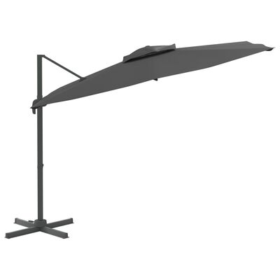 vidaXL Frihängande parasoll med ventilation antracit 300x300 cm