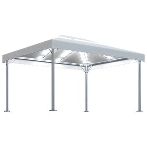 vidaXL Paviljong med ljusslinga LED 400x300 cm gr&auml;ddvit aluminium