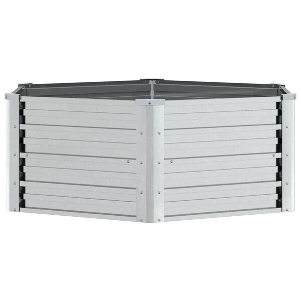 vidaXL Odlingslåda upphöjd galvaniserat stål 129x45 cm silver