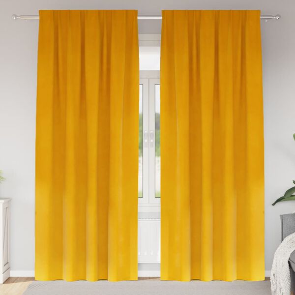 vidaXL M&ouml;rkl&auml;ggningsgardiner 2 pcs Senapsgul 140 x 225 cm Sammet