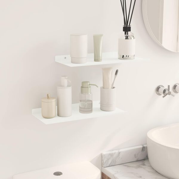 vidaXL Flytande hylla V&auml;ggmonterad 2 pcs Vit 40 x 18 x 2,5 cm St&aring;l
