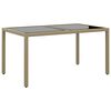 vidaXL Tr&auml;dg&aring;rdsbord 150x90x75 cm h&auml;rdat glas och konstrotting beige