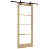 vidaXL Skjutd&ouml;rr Naturf&auml;rg 86 x 211 cm Massivt talltr&auml; och glas