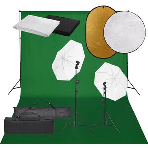 vidaXL Fotostudio med lampor, bakgrund och reflexsk&auml;rm