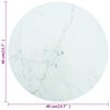vidaXL Bordsskiva vit Ø40x0,8 cm härdat glas med marmortextur