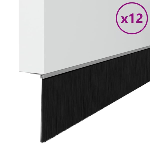 vidaXL Skruvmonterade d&ouml;rrborstt&auml;tningslister 12 pcs Silver 100 cm