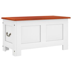 vidaXL F&ouml;rvaringskista med lock brun och vit massivt akaciatr&auml;