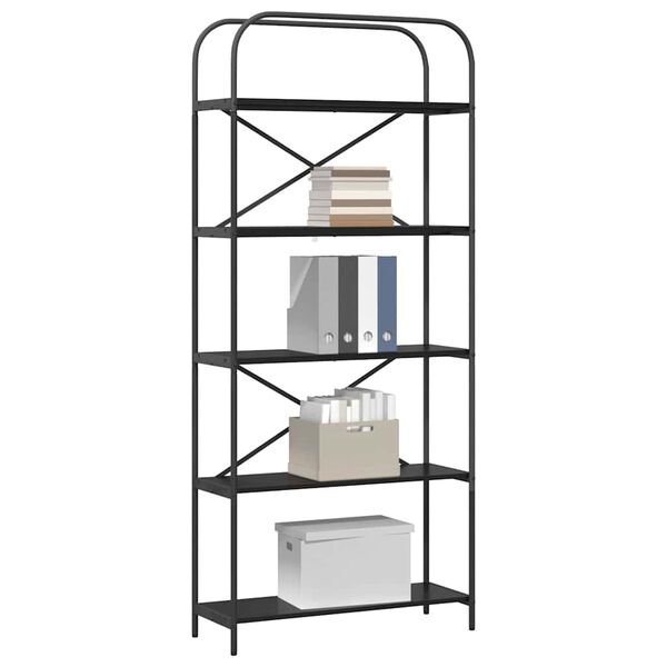 vidaXL Hyllsystem Svart Ek 80 x 30 x 183 cm Konstruerat tr&auml;