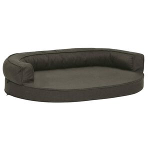 vidaXL Ergonomisk hundmadrass 75x53 cm linnelook fleece m&ouml;rkgr&aring;