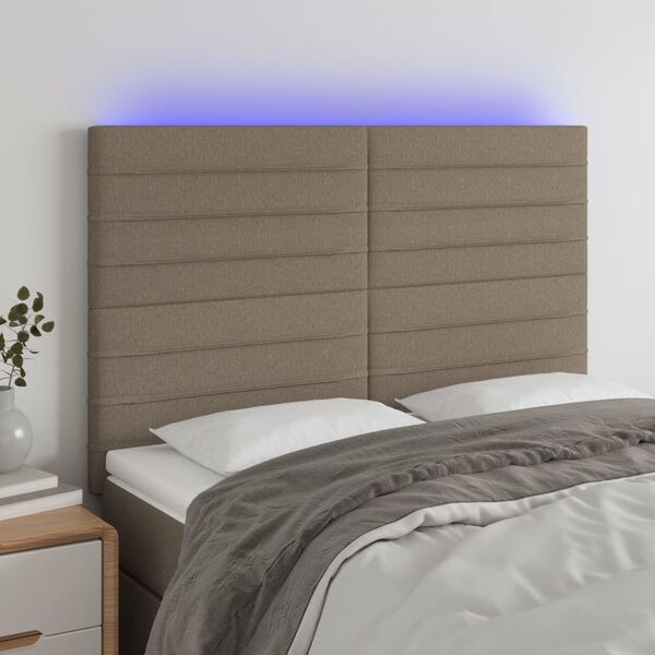 vidaXL S&auml;nggavel LED taupe 144x5x118/128 cm tyg