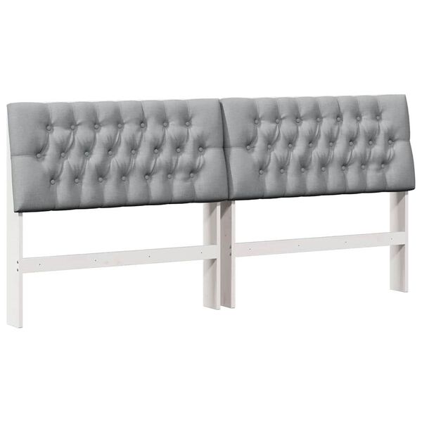 vidaXL Klädd sänggavel Ljusgrå 200 cm Massiv furu