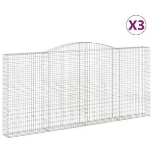 vidaXL Gabioner b&aring;gformade 3 st 400x30x180/200 cm galvaniserat j&auml;rn