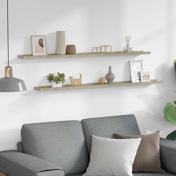 vidaXL V&auml;gghyllor 2 st sonoma-ek 115x9x3 cm