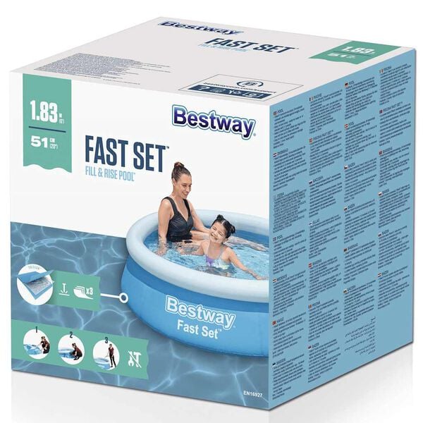 Bestway Uppbl&aring;sbar pool Fast Set rund 183x51 cm bl&aring;