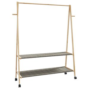 vidaXL Kl&auml;dst&auml;ll med hyllor och hjul 132x45,5x155,5 cm bambu