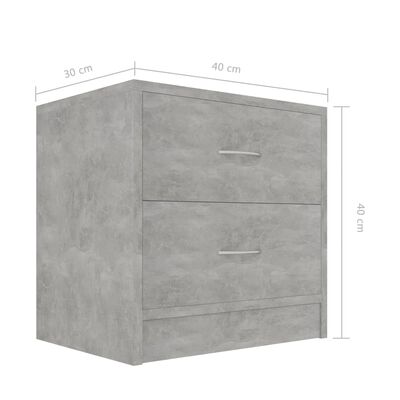 vidaXL Sängbord 2 st betonggrå 40x30x40 cm konstruerat trä