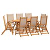 vidaXL Matgrupp f&ouml;r tr&auml;dg&aring;rden 9 delar massivt akaciatr&auml; och textilen
