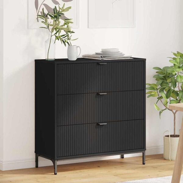 vidaXL Sideboard med l&aring;da Svart 79,5 x 33 x 82 cm Konstruerat tr&auml;