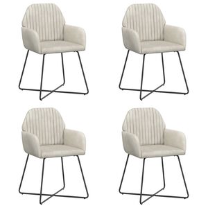vidaXL Matstolar 4 st Sammet Gr&auml;ddvit 55 x 50 x 84 cm