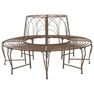 vidaXL Tr&auml;db&auml;nk 8-Antal sittplatser &Oslash; 160 x 89 cm St&aring;l Antikbrun Rund