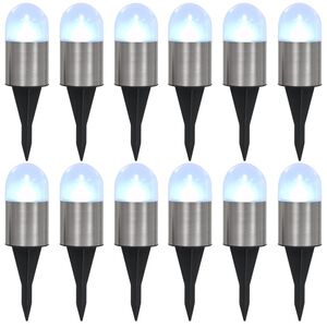 vidaXL Marklampor soldrivna 12 st LED vit