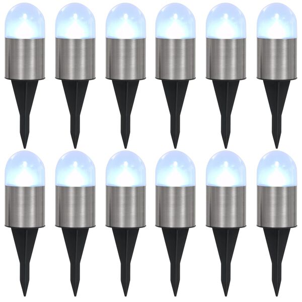 vidaXL Marklampor soldrivna 12 st LED vit