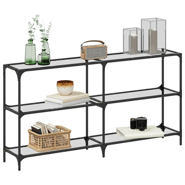 vidaXL Konsolbord med transparent glasskiva 158,5x30x81 cm st&aring;l