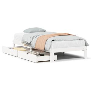 vidaXL S&auml;ngram med l&aring;dor vit 75x190 cm massivt furu