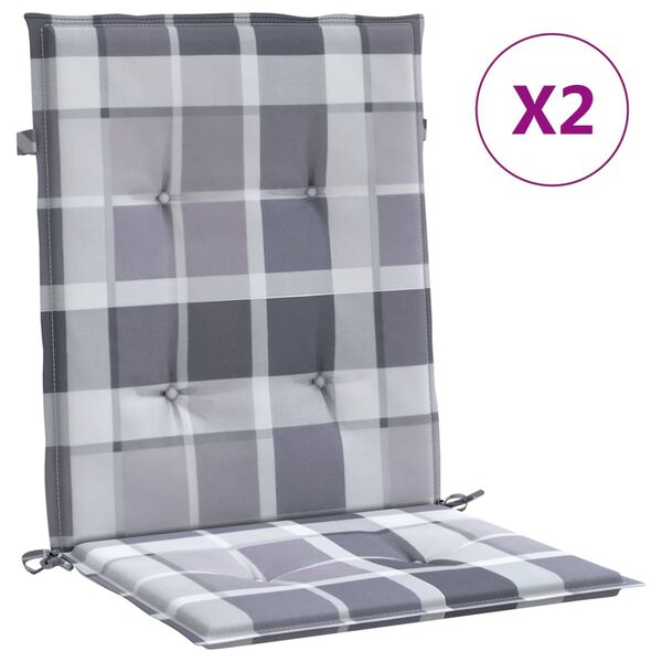 vidaXL Stolsdynor 2 st grårutig 100x50x3 cm oxfordtyg
