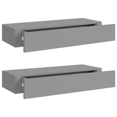 vidaXL Väggmonterad låda 2 st grå 60x23,5x10 cm MDF