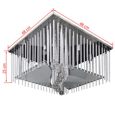 vidaXL Kvadratisk taklampa med kristaller och dekorationer i aluminium