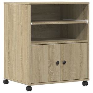 vidaXL Skrivarst&auml;ll med hjul sonoma-ek 60x48x74 cm