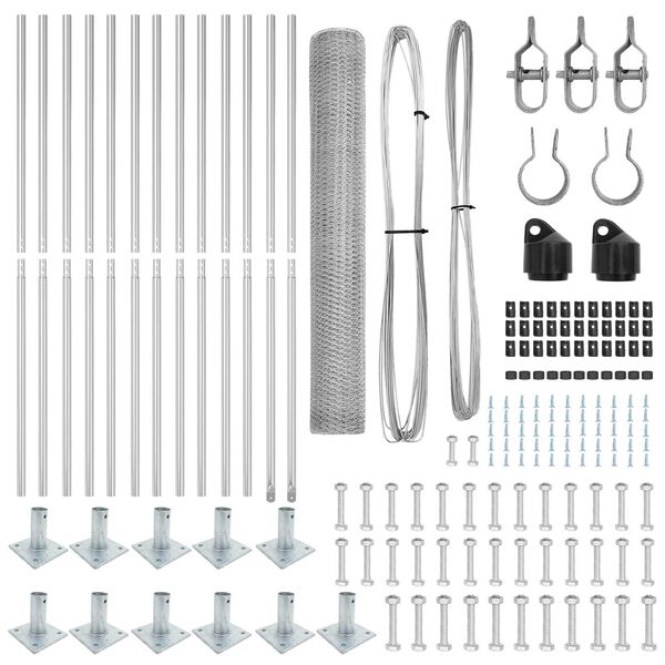 vidaXL St&auml;ngselstolpe Silver 25 x 0,8 m (25 mm n&auml;t) St&aring;l