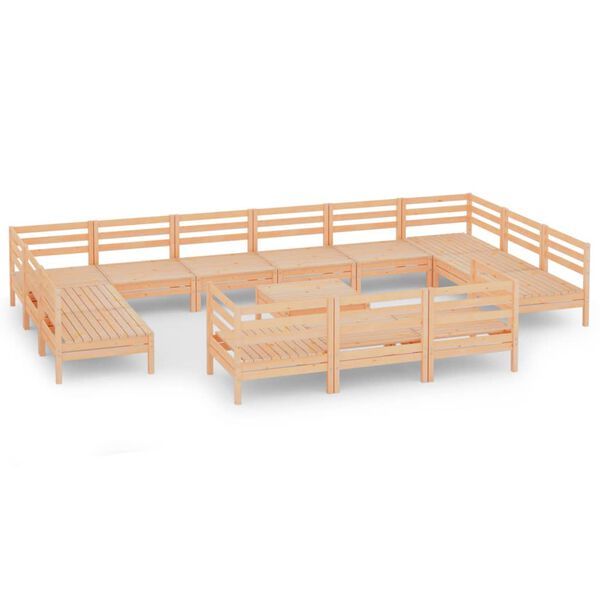 vidaXL Loungegrupp f&ouml;r tr&auml;dg&aring;rden 14 delar massiv furu