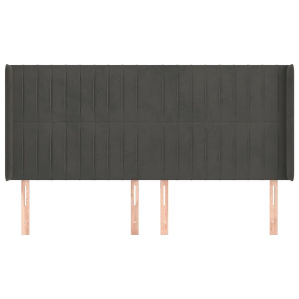 vidaXL S&auml;nggavel med kanter m&ouml;rkgr&aring; 163x16x118/128 cm sammet