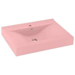 vidaXL Lyxigt handfat med kranh&aring;l matt rosa 60x46 cm keramik